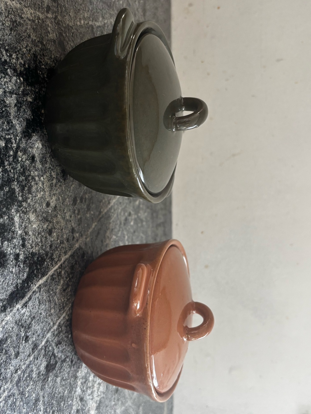 Hearth & Hand mini Ceramic Lidded Bowls in Olive Green & Terracotta